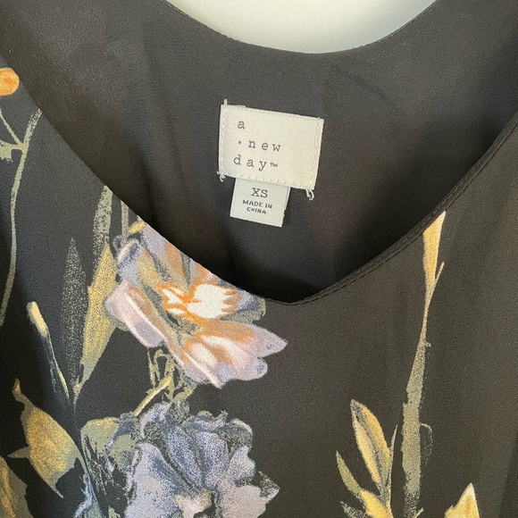 A New Day Navy Floral Midi Pleated Dress - Picture 3 of 4